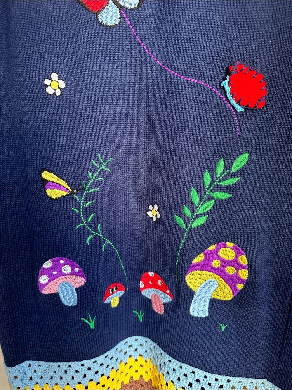 Mira Mikati Navy Ribbed Knit Cardigan with Yellow Tag Detail
